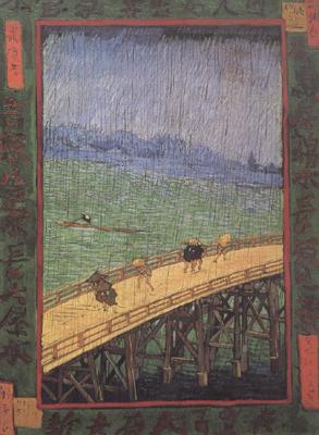Vincent Van Gogh Japonaiserie:Bridge in the Rain (nn04) oil painting picture